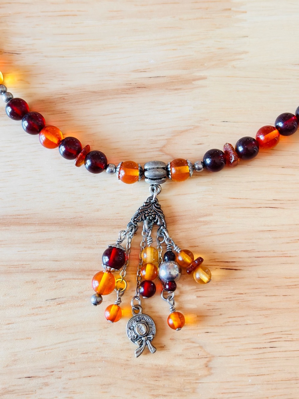Bohemian acrylic beads with tassel style necklace